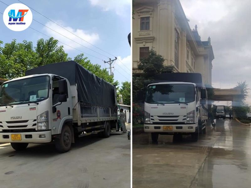 xe tải trọng lớn chở hàng công trình