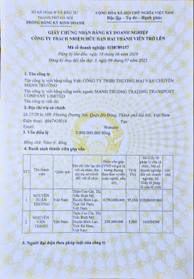 Mạnh Trường được thành lập năm 2015 với sứ mệnh giúp người dân và doanh nghiệp Hà Nội dễ dàng vận chuyển hàng hóa, đồ dùng mà không cần phải tốn kém đầu tư phương tiện riêng biệt.